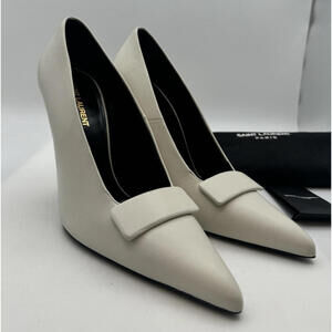 Saint Laurent Kayla 110mm Leather Pumps White Size 39 EU | 9 US